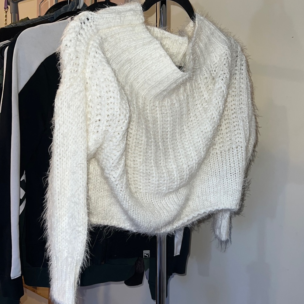 Fuzzy off shoulder crop top